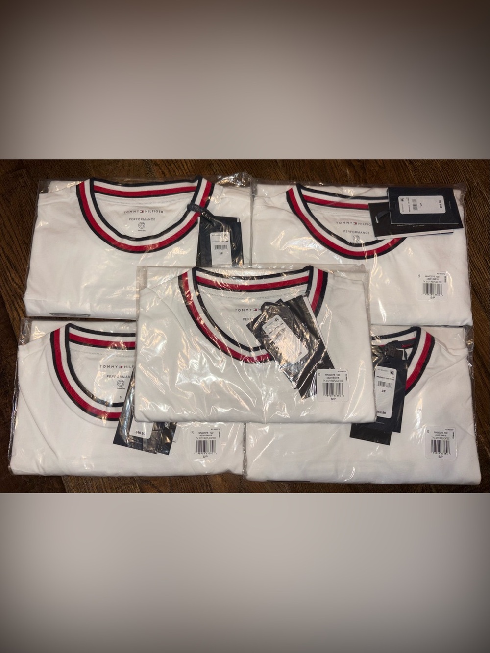 Tommy Hilfiger Performance White Tee with Red & Navy Striped Ringer